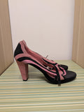 Buty na obcasie czarno-różowe czółenka 38 - bok