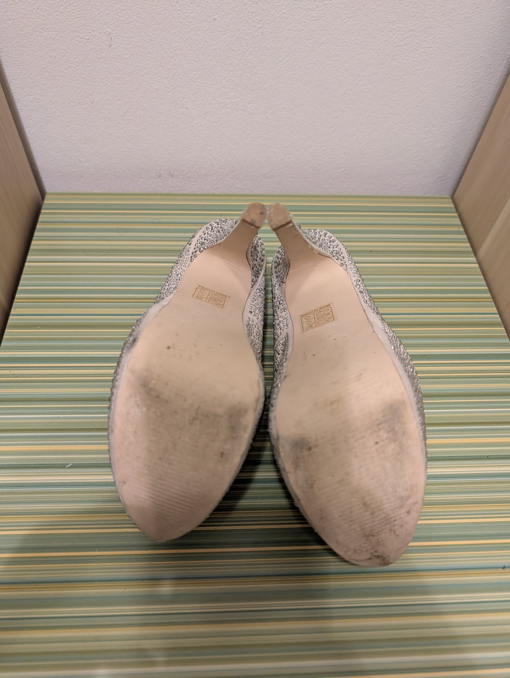 Buty na obcasie srebrne kryształki platforma 38 - podeszwa