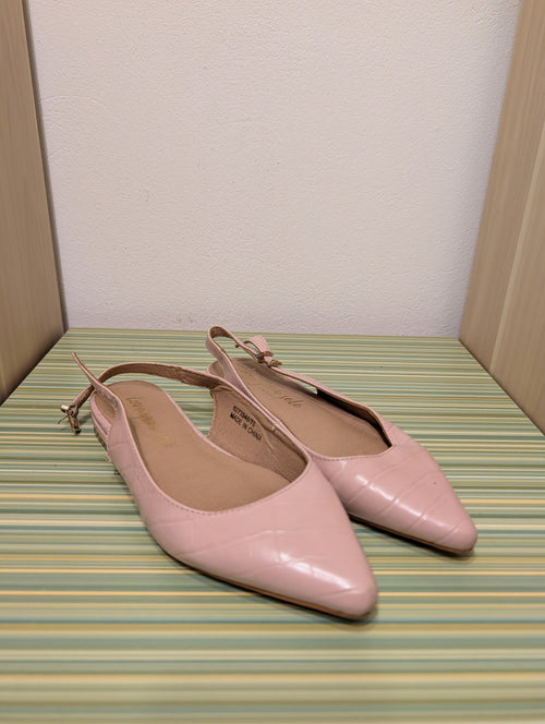 Baleriny slingback różowe pikowane 36 - bok prawa lakier