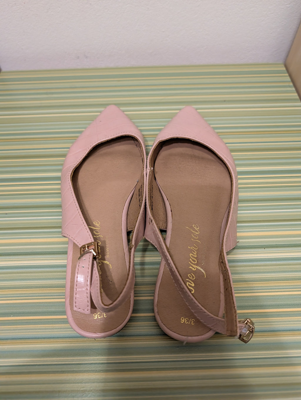Baleriny slingback różowe pikowane 36 - góra wnętrze