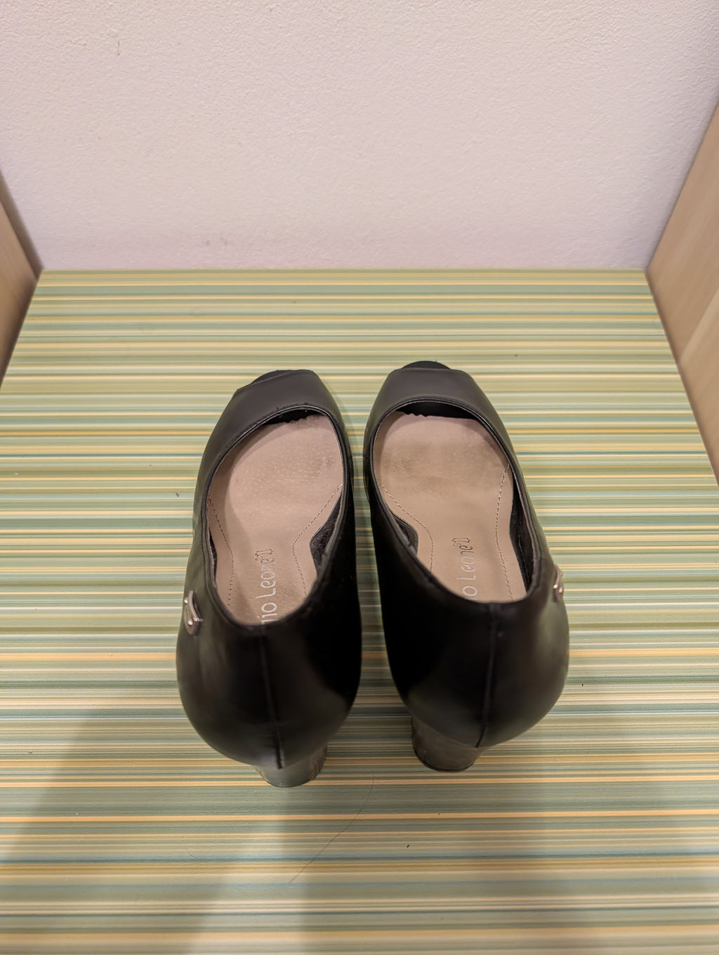 Czółenka peep-toe czarne słupek 37 - góra wkładka