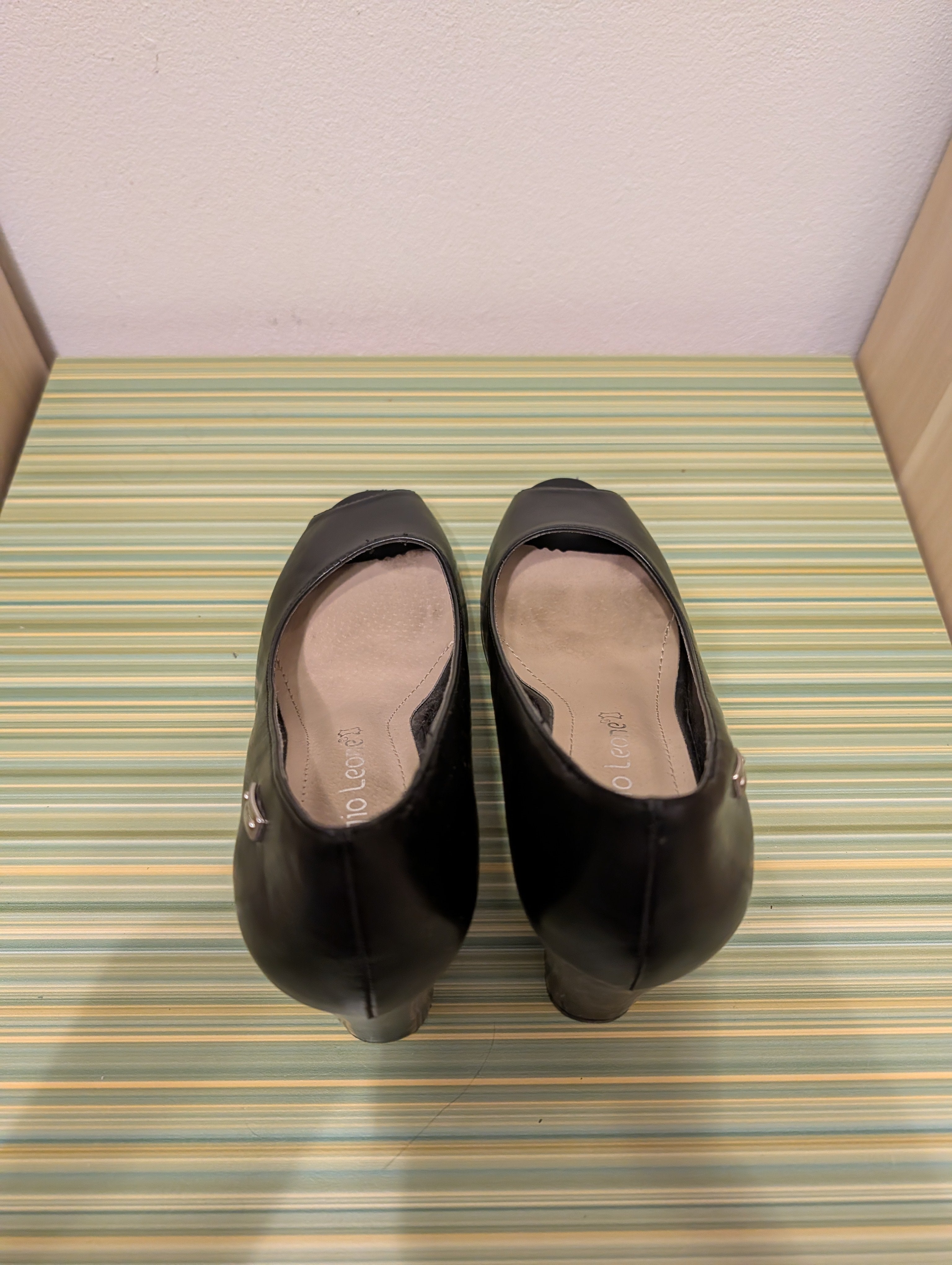 Czółenka peep-toe czarne słupek 37 - góra wkładka