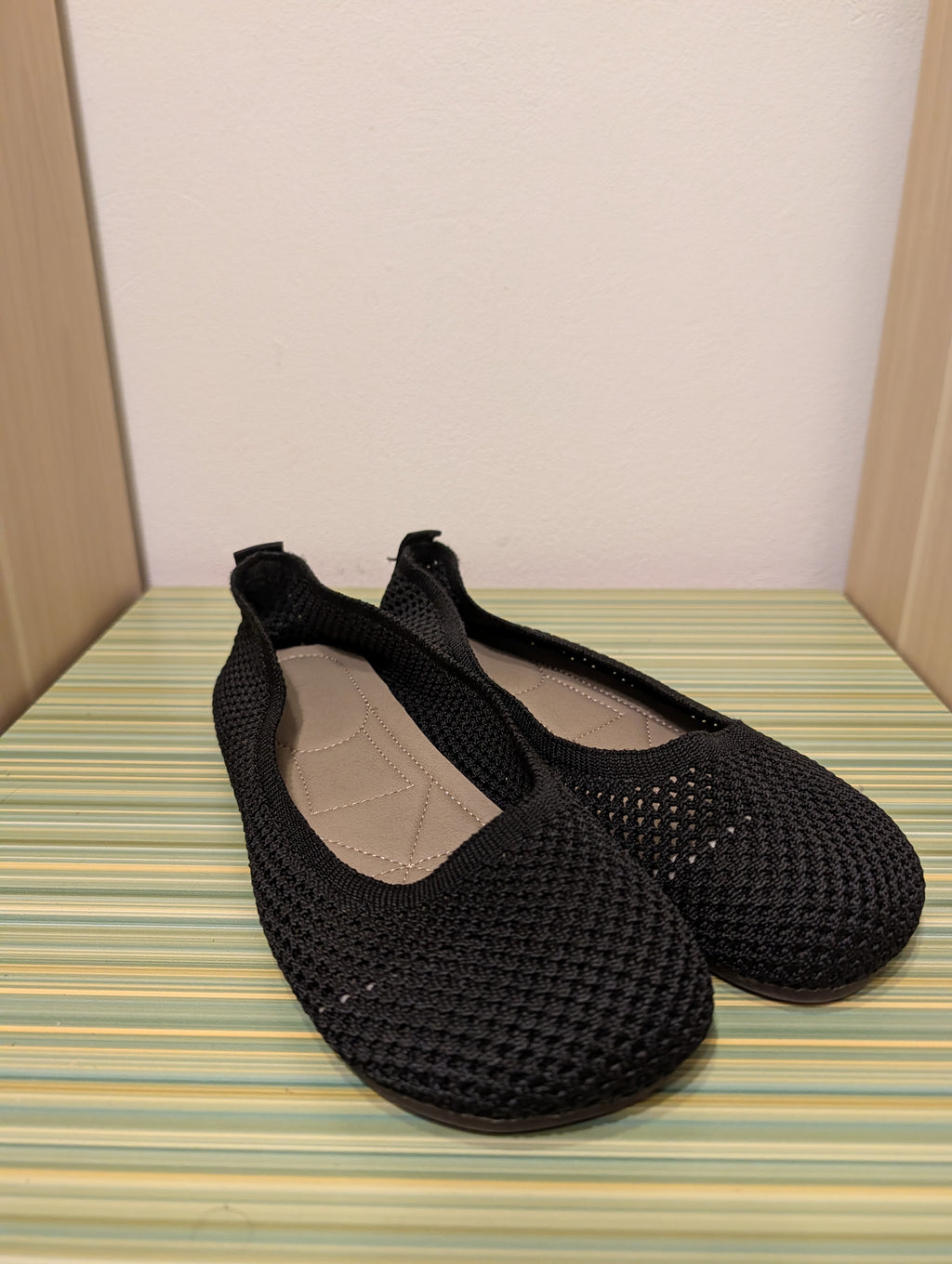 Baleriny czarne mesh 40 - para przodem