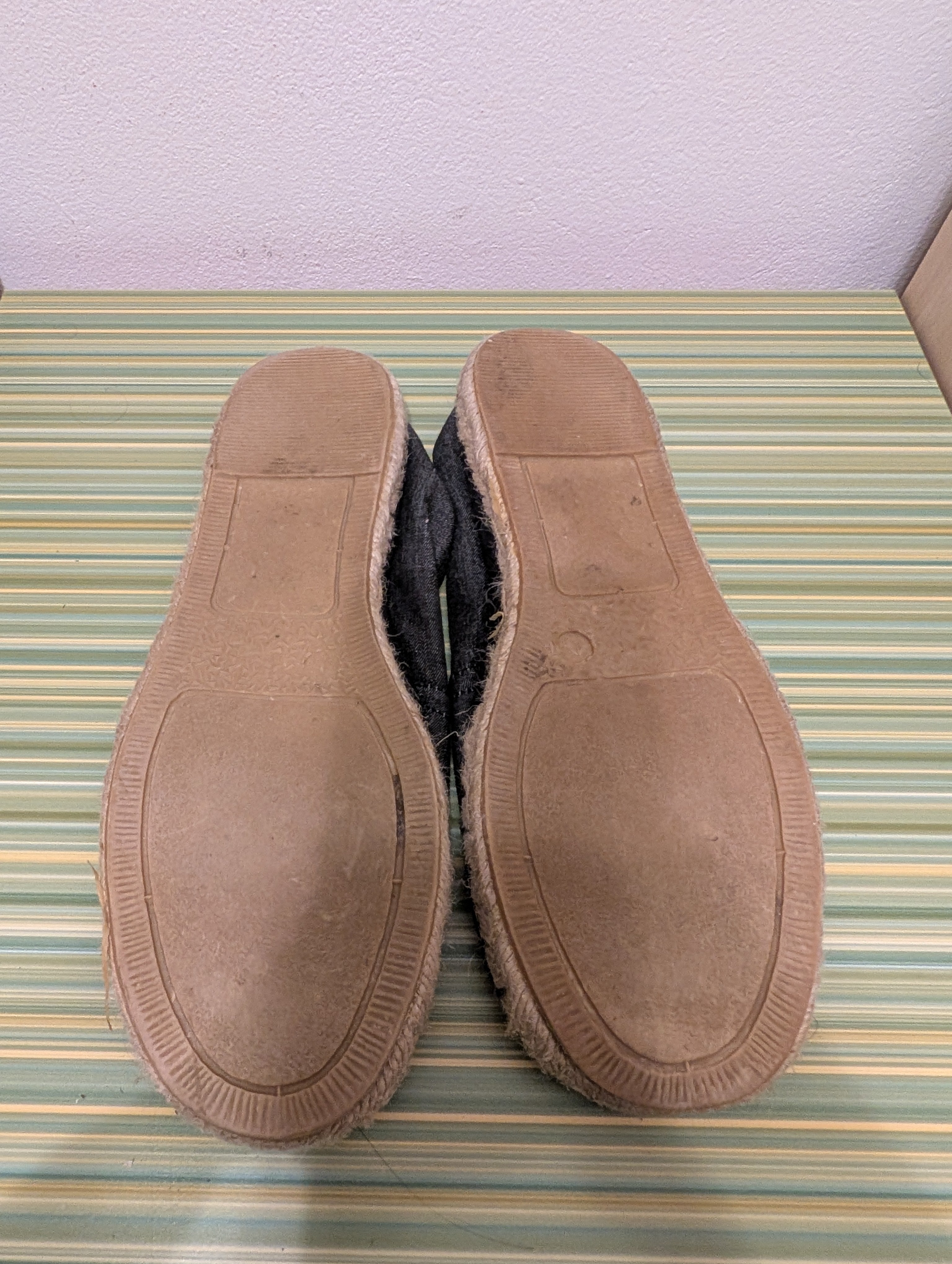 Espadryle czarne jeansowe 41 - podeszwa brazowa jutowa