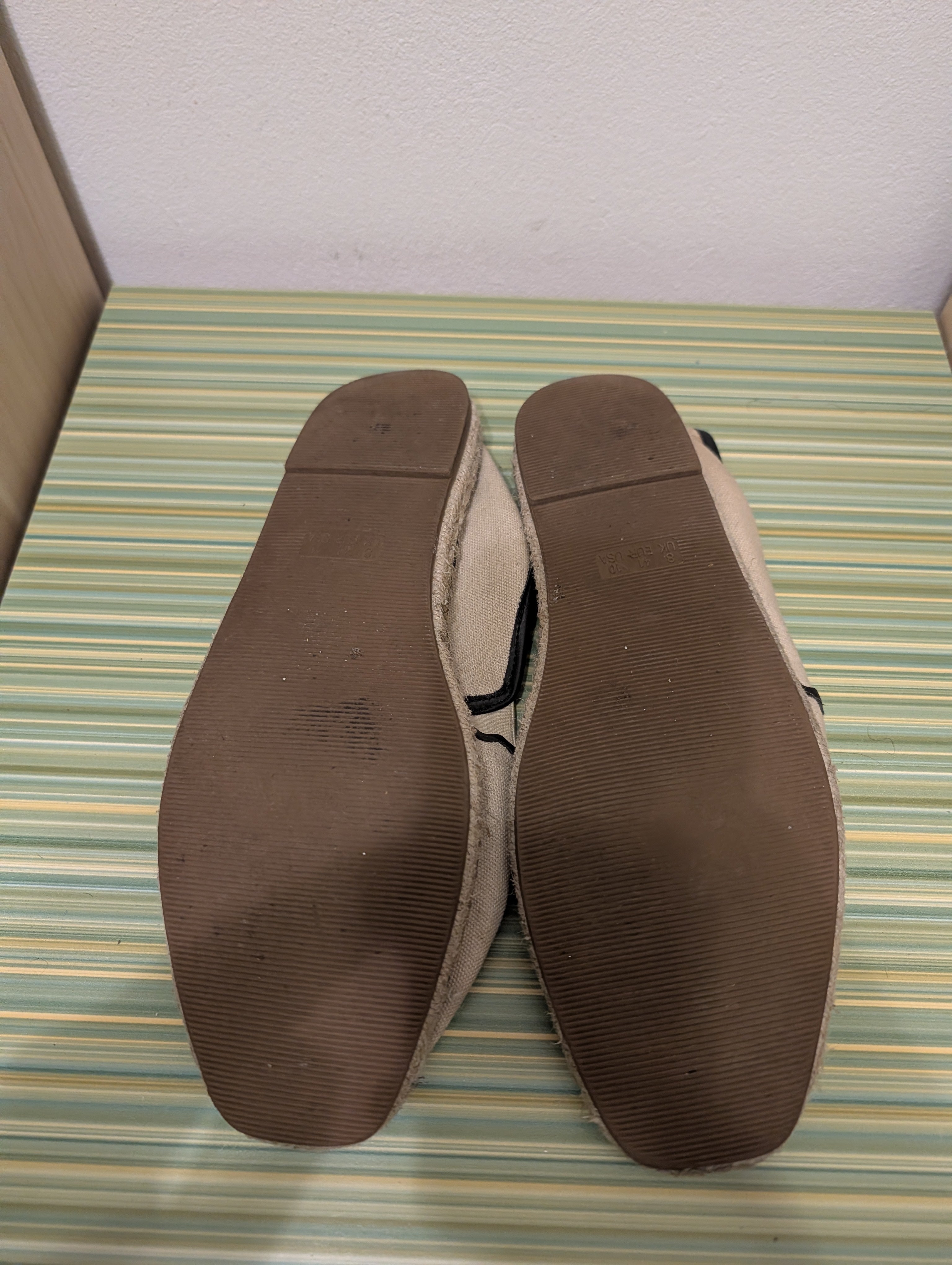 Espadryle kremowe lniane 41 - podeszwa brazowa gumowa rowki